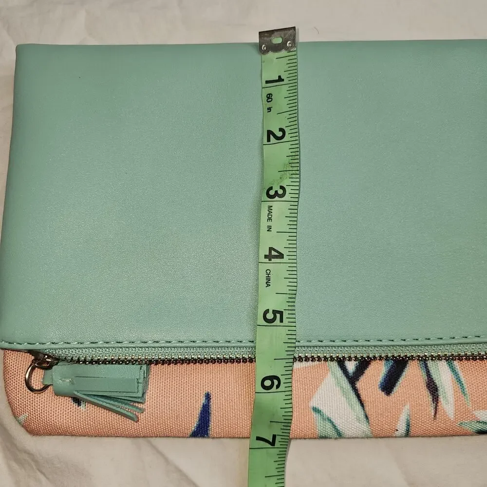 Anthropologie Rachel Pally Reversible Folded Clutch Tropical leaf Faux Leather